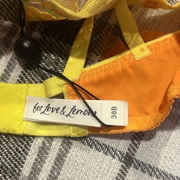 NWT For Love And Lemons Floral Bra 38B in Orange/ Yellow - Picture 5 of 6